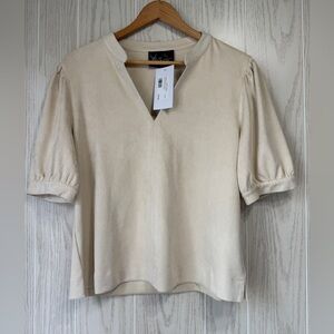 Oh So Tracie Stevie Bone Suede Top Size Large NWT